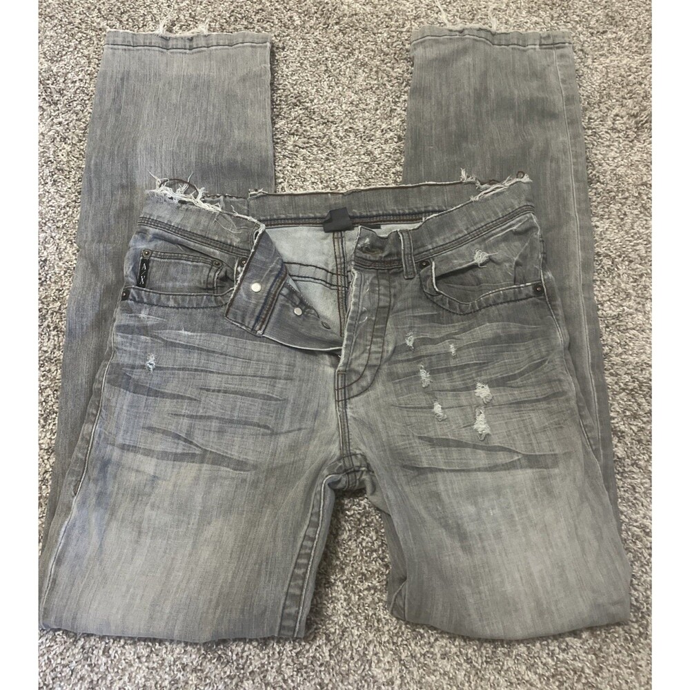 ARMANI EXCHANGE Jeans Men's Distressed Slim Fit Jeans Button Fly Grey Size 31x33